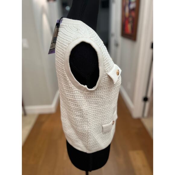 [BLANKNYC] Sleeveless Knit Vest Cardigan Color: Cream (Size S) - NWT - Picture 10 of 11